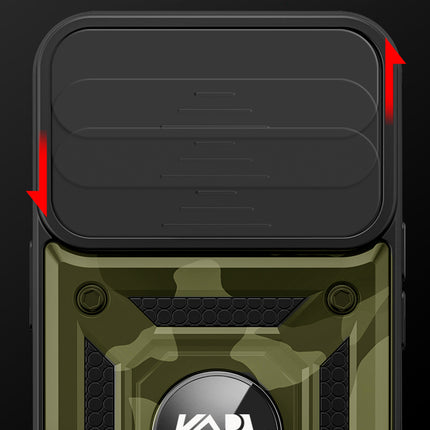 Kapa Tank Back Cover for OnePlus Nord 4 | Inbuilt Ring + Slider Shockproof Lens Protection Bumper Back Case (Green)