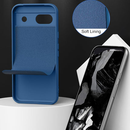 Kapa Matte Protective Lens Flexible Back Cover for Google Pixel 8A | Slim Silicone with Soft Lining Shockproof Full Body Bumper Case (Blue)