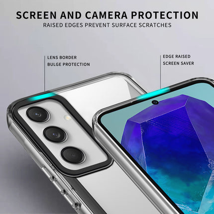 Kapa Warrior Acrylic Clear Back Cover For Samsung Galaxy M55 (5G) | Slim Shockproof [Military Grade Protection] Hybrid Bumper Case (Clear Sides)