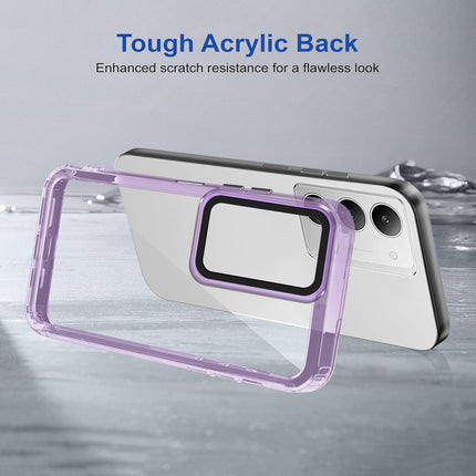 Kapa Warrior Acrylic Clear Back Cover For Realme 14X | Slim Shockproof [Military Grade Protection] Hybrid Bumper Case (Purple Sides)