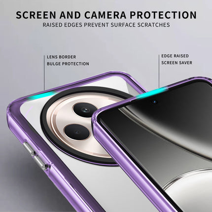Kapa Warrior Acrylic Clear Back Cover For Oppo F27 Pro / Oppo F27 Pro Plus | Slim Shockproof [Military Grade Protection] Hybrid Bumper Case (Purple Sides)