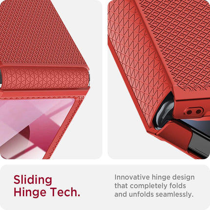 Kapa Textured Grip Hinge Protection Back Cover for Samsung Galaxy Z Flip5 / Z Flip 5 | with [Inbuilt Glass] Full Body Shockproof Hard Back Case (Red) - Mobizang