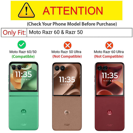 Kapa Textured Grip with Stand Hinge Protection Back Cover for Moto Razr 60/50 | with [Inbuilt Glass] Full Body Shockproof Hard Back Case (Black) - Mobizang