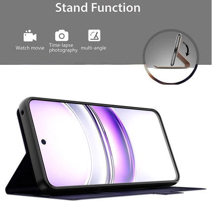 Kapa Noble Slim Magnetic Leather Flip Case Cover for Realme 14X | Card Holder Stand Flip Wallet Case (Blue)