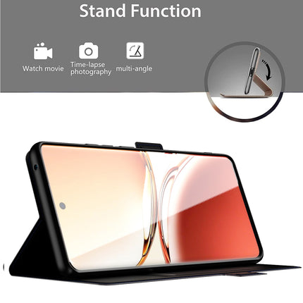 Kapa Noble Slim Magnetic Leather Flip Case Cover for Oppo F27 Pro / Oppo F27 Pro Plus | Card Holder Stand Flip Wallet Case (Black) - Mobizang