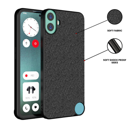 Kapa Soft Full Fabric Protective Back Case Cover for Nothing CMF Phone 1 | Shockproof Slim Hard Anti Slip Back Case (Black)