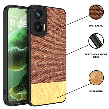Kapa Soft Fabric & Leather Hybrid Protective Back Cover for Moto G35 | Shockproof Slim Hard Anti Slip Back Case (Brown)