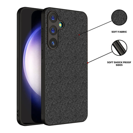 Kapa Soft Full Fabric Protective Back Case Cover for Samsung Galaxy A55 (5G) | Shockproof Slim Hard Anti Slip Back Case (Black)
