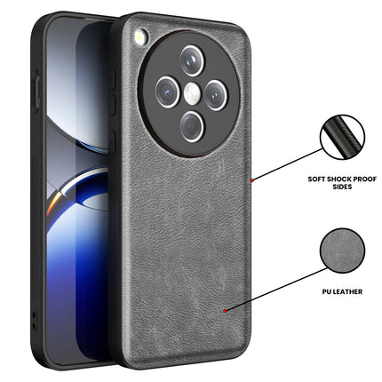 Kapa Tux Leather Back Cover for Oppo Find X8 | Slim Shockproof Camera Protection Bumper Case (Grey)