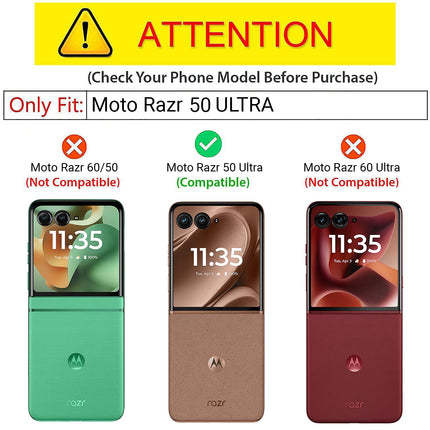 Kapa Textured Grip Hinge Protection Back Cover for Moto Razr 50 Ultra| with [Inbuilt Glass] Full Body Shockproof Hard Back Case (Orange) - Mobizang