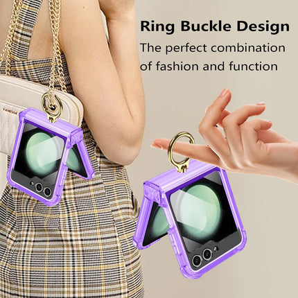 Kapa Clear Airbag Ring Back Case for Samsung Galaxy Flip6 / Z Flip 6 | Transparent Shockproof Slim Hard Protective Cover (Purple)