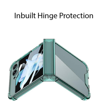 Kapa Clear Airbag with Hinge Protection Back Case for Samsung Galaxy Flip6 / Z Flip 6 | Transparent Shockproof Slim Hard Protective Cover (Green)