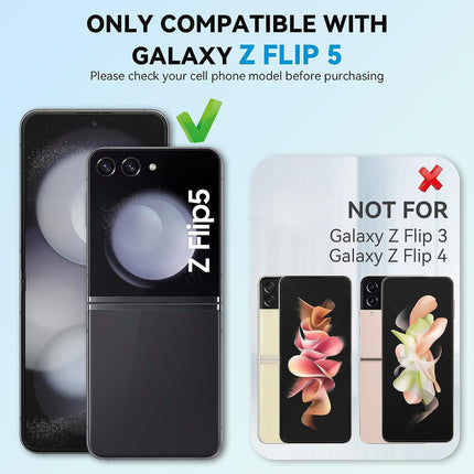 Kapa 9H Glass Back Case for Samsung Galaxy Z Flip5 / Z Flip 5,Ultra Thin Full Body Protection Folding Hard Back Cover, Black Marble