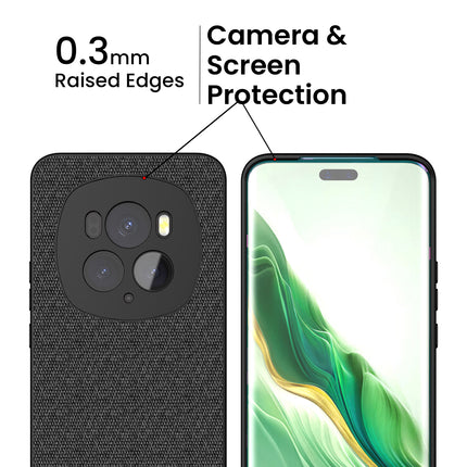 Kapa Soft Full Fabric Protective Back Case Cover for Honor Magic 6 PRO | Shockproof Slim Hard Anti Slip Back Case (Black)