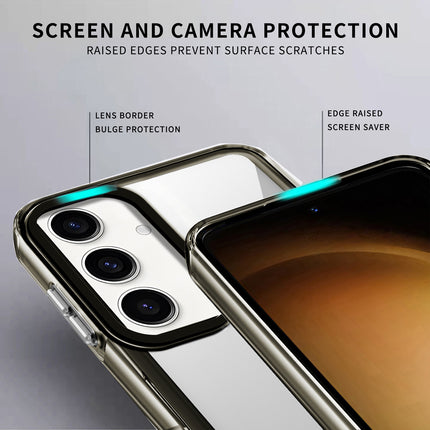 Kapa Warrior Acrylic Clear Back Cover For Samsung Galaxy S24 FE | Slim Shockproof [Military Grade Protection] Hybrid Bumper Case (Grey Sides)