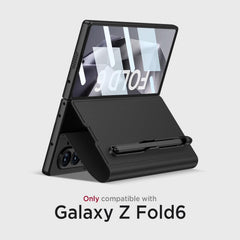 Kapa Leather Flip Case for Samsung Galaxy Z Fold 6 | Inbuilt Fixed S Pen Holder, Slim Hybrid Stand Protection Flip Cover (Black) - Mobizang
