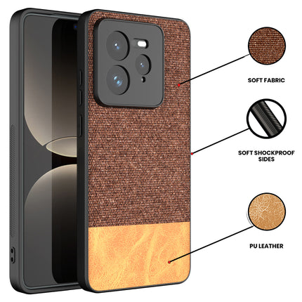 Kapa Soft Fabric & Leather Hybrid Protective Back Cover for Realme GT 7 PRO | Shockproof Slim Hard Anti Slip Back Case (Brown)