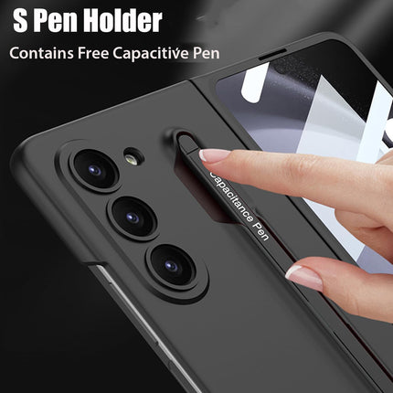 Kapa Contrast Ulta Thin PC Case for Samsung Galaxy Z Fold 6 | Inbuilt S-Pen Holder Stand Hybrid Back Cover (Black with Black Pen)