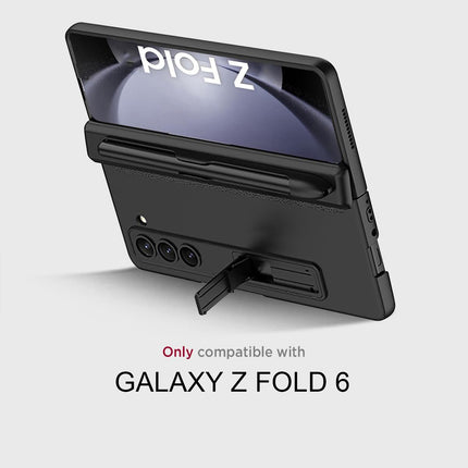 Kapa Magnetic Hinge Case for Samsung Galaxy Z Fold 6 | Inbuilt S-Pen Holder Stand Hybrid Back Cover (Black) - Mobizang