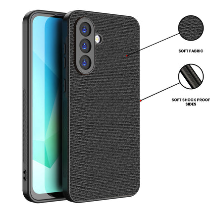 Kapa Soft Full Fabric Protective Back Case Cover for Samsung Galaxy M16 | Shockproof Slim Hard Anti Slip Back Case (Black)
