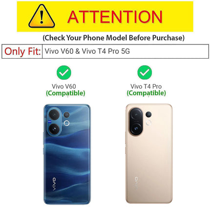 Kapa Hawkeye Clear Slim Tough Back Cover for Vivo V60 / V60e / Vivo T4 Pro 5G | Camera Lens Protector Anti Yellow Shockproof Clear Hybrid Case Cover (Purple Sides) - Mobizang