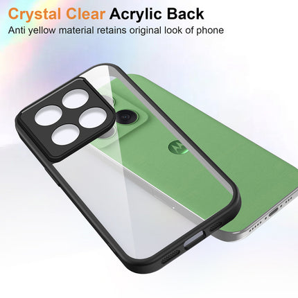 Kapa Hawkeye Clear Slim Tough Back Cover for Motorola G86 Power 5G | Camera Lens Protector Anti Yellow Shockproof Clear Hybrid Case Cover (Black Sides)