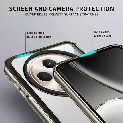 Kapa Warrior Acrylic Clear Back Cover For Oppo F27 Pro / Oppo F27 Pro Plus | Slim Shockproof [Military Grade Protection] Hybrid Bumper Case (Grey Sides)