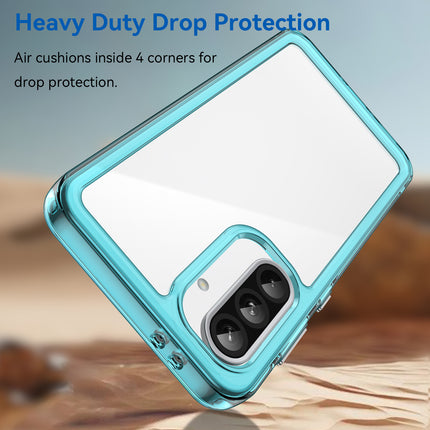 Kapa Unicorn Acrylic Clear Back Cover For Samsung Galaxy A36 | Slim Shockproof [Military Grade Protection] Hybrid Bumper Case (Blue Sides) - Mobizang