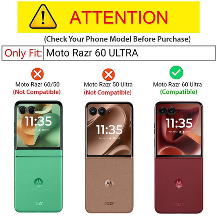 Kapa Leather Hinge Protection Back Cover for Moto Razr 60 Ultra| with [Inbuilt Glass] Full Body Shockproof Hard Back Case (Blue)