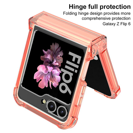 Kapa Clear Airbag with Hinge Protection Back Case for Samsung Galaxy Flip6 / Z Flip 6 | Transparent Shockproof Slim Hard Protective Cover (Orange)