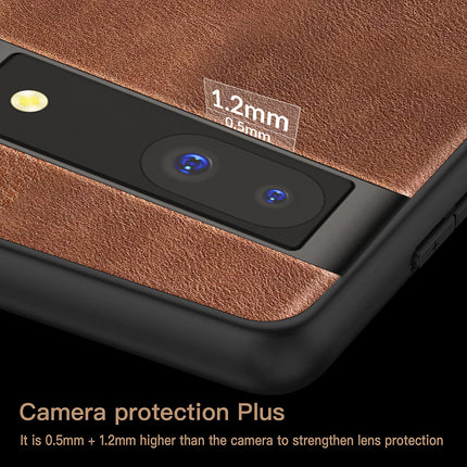 Kapa Tux Leather Back Cover for Google Pixel 8A | Slim Shockproof Camera Protection Bumper Case (Brown) - Mobizang