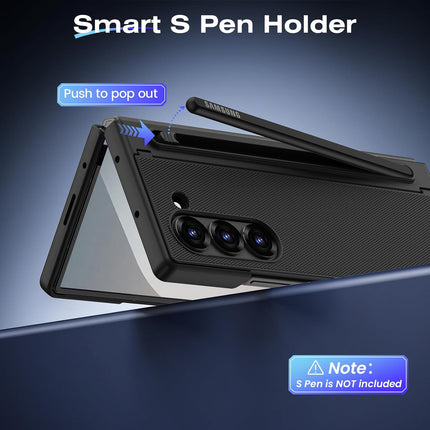 Kapa Textured Grip S Pen Holder Hinge Protection Back Cover for Samsung Galaxy Z Fold6 / Fold 6 | with Inbuilt Glass , Kickstand & S Pen Slot Case (Black)