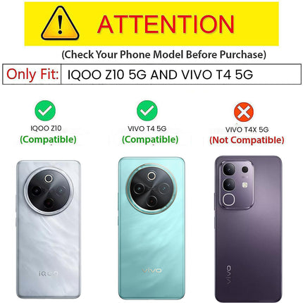 Kapa Tux Leather Back Cover for Iqoo Z10 5G / Vivo T4 5G | Slim Shockproof Camera Protection Bumper Case (Black)