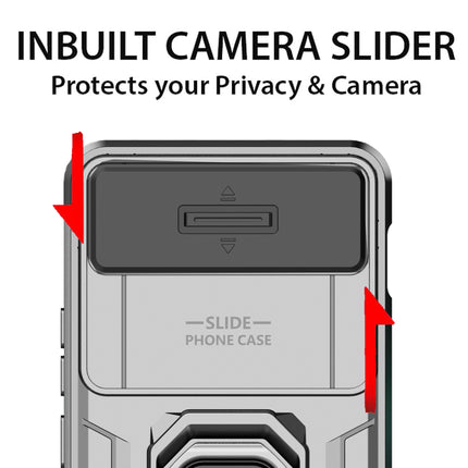 Kapa Armor Slider Back Cover for OnePlus Nord 4 | Inbuilt Ring + Camera Slider Shockproof Lens Protection Bumper Back Case (Grey)