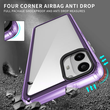 Kapa Warrior Acrylic Clear Back Cover For Nothing CMF Phone 1 | Slim Shockproof [Military Grade Protection] Hybrid Bumper Case (Purple Sides) - Mobizang