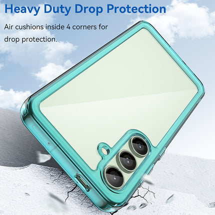 Kapa Unicorn Acrylic Clear Back Cover For Samsung Galaxy S24 FE | Slim Shockproof [Military Grade Protection] Hybrid Bumper Case (Blue Sides)