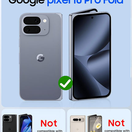 Kapa Soft Fabric & Leather Hybrid Protective Back Cover for Google Pixel 10 PRO FOLD | Shockproof Slim Hard Anti Slip Back Case (Black,Blue) - Mobizang