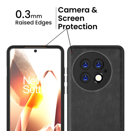 Kapa Tux Leather Back Cover for OnePlus 13 | Slim Shockproof Camera Protection Bumper Case (Black)