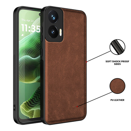 Kapa Tux Leather Back Cover for Moto G35 | Slim Shockproof Camera Protection Bumper Case (Brown)