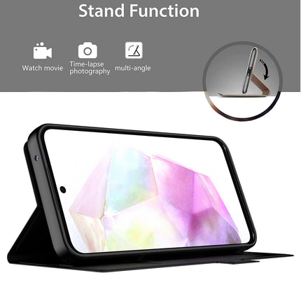 Kapa Noble Slim Magnetic Leather Flip Case Cover for Samsung Galaxy A35 (5G) | Card Holder Stand Flip Wallet Case (Black) - Mobizang