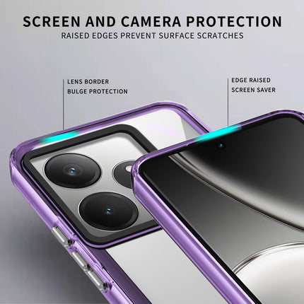 Kapa Warrior Acrylic Clear Back Cover For Realme GT 6 / GT 6T | Slim Shockproof [Military Grade Protection] Hybrid Bumper Case (Purple Sides)