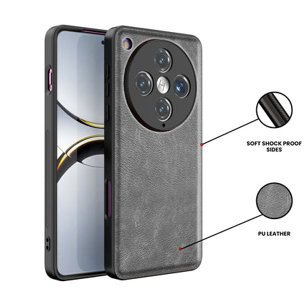 Kapa Tux Leather Back Cover for Oppo Find X8 Pro | Slim Shockproof Camera Protection Bumper Case (Grey)