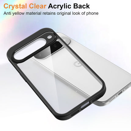 Kapa Hawkeye Clear Slim Tough Back Cover for Google Pixel 10 | Camera Lens Protector Anti Yellow Shockproof Clear Hybrid Case Cover (Black)