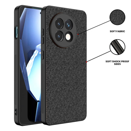 Kapa Soft Full Fabric Protective Back Case Cover for OnePlus 13R | Shockproof Slim Hard Anti Slip Back Case (Black) - Mobizang