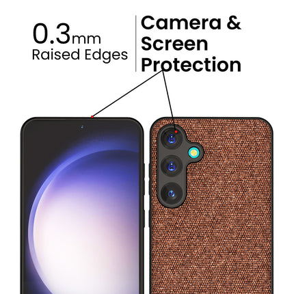 Kapa Soft Fabric & Leather Hybrid Protective Back Cover for Samsung Galaxy A55 (5G) | Shockproof Slim Hard Anti Slip Back Case (Brown)