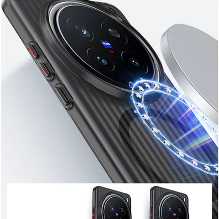 Kapa Wave Magnetic Frosted Grip Back Cover for Vivo X100 Pro | [MagSafe Compatible] Wireless charging, Slim, Metal Buttons Matte Finish Back Case (Grey) - Mobizang