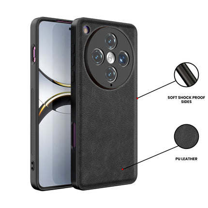 Kapa Tux Leather Back Cover for Oppo Find X8 Pro | Slim Shockproof Camera Protection Bumper Case (Black)