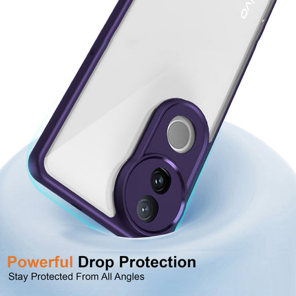 Kapa Hawkeye Clear Back Cover for Vivo V50 5G | Camera Lens Protector Shockproof Slim Clear Case Cover (Purple Sides)