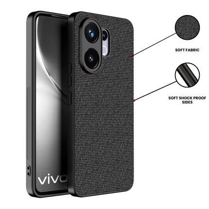 Kapa Soft Full Fabric Protective Back Case Cover for Vivo V60 / V60e / Vivo T4 Pro 5G | Shockproof Slim Hard Anti Slip Back Case (Black)