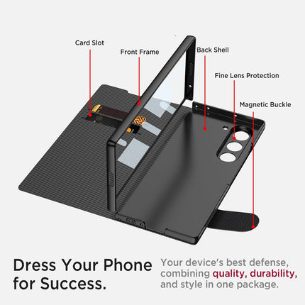 Kapa Leather Flip Case for Samsung Galaxy Z Fold 6 | Inbuilt Fixed S Pen Holder, Slim Hybrid Stand Protection Flip Cover (Black) - Mobizang